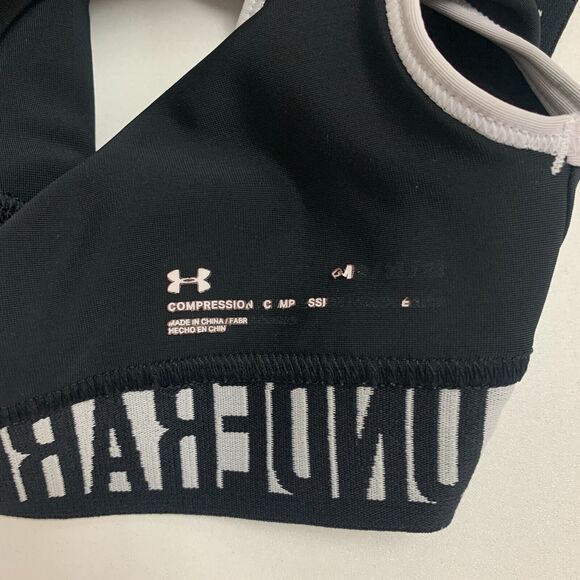 Under Armour Compression Sports Bra Womens M Medium Black Crossback Scoop Neck - Picture 10 of 12